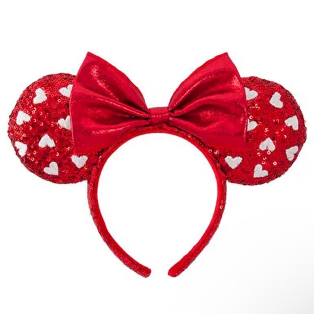 New Disney Parks Heart Red Sequin Minnie Mouse Ears Headband.